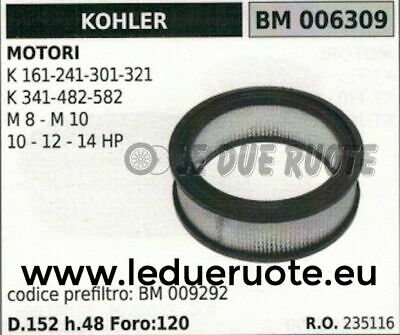 235116 FILTRO ARIA MOTORE KOHLER M 8 10 152X48X120 10 12 14 HP CV