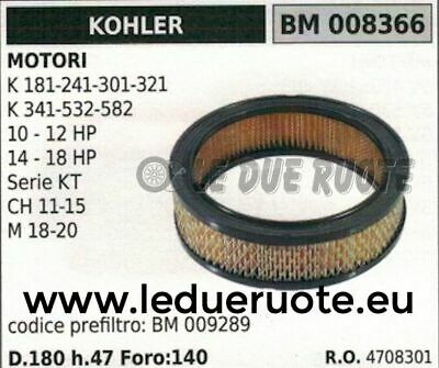 4708301 FILTRO ARIA MOTORE KOHLER SERIE K 10-12 14-18 HP CV 180x47x140