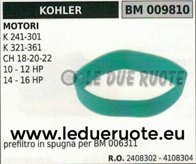 2408302 4108304 SPUGNA FILTRO MOTORE KOHLER K 241 391 321 361 CH 18 20 22