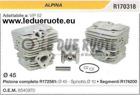 8540970 KIT CILINDRO E PISTONE DECESPUGLIATORE ALPINA VIP 52 Ø45 SPINOTTO 10