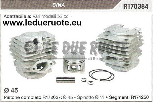 R170384 KIT CILINDRO E PISTONE MOTOSEGA DECESPUGLIATORE CINESE 52cc Ø45 SPIN 11