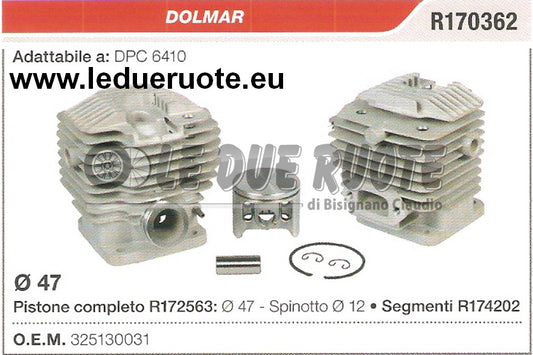 325130031 KIT CILINDRO E PISTONE MOTOSEGA DECESPUGLIATORE  DOLMAR DPC 6410