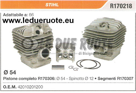 42010201200 KIT CILINDRO E PISTONE  STIHL 66 MOTOSEGA Ø 54 SPINOTTO 12