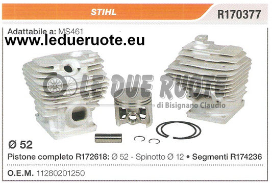 11280201250 KIT CILINDRO E PISTONE  STIHL MS461 MOTOSEGA Ø 52 SPINOTTO 12