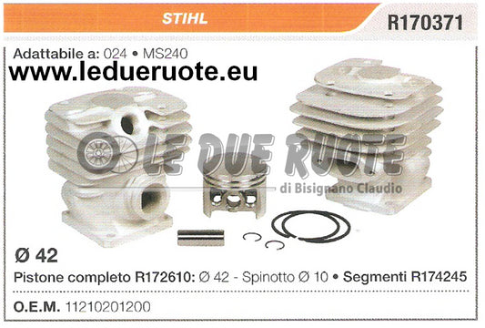 11210201200 KIT CILINDRO E PISTONE  STIHL MS240 024 MOTOSEGA Ø 42
