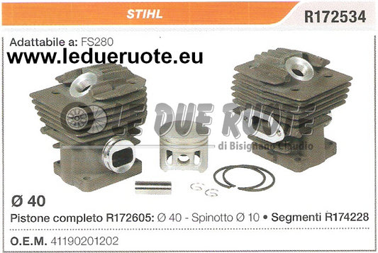 41190201202 KIT CILINDRO E PISTONE  STIHL FS280 DECESPUGLIATORE Ø 40