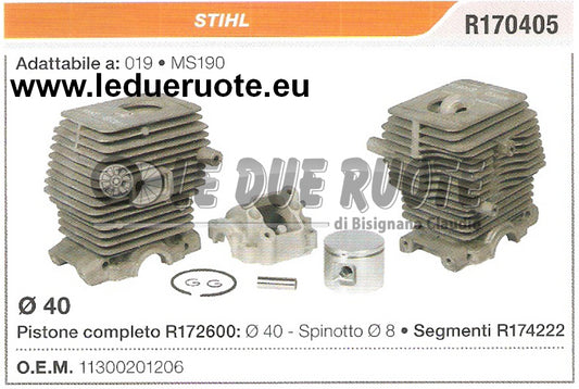 11300201206 KIT CILINDRO E PISTONE  STIHL 019 MS190 MOTOSEGA Ø 40