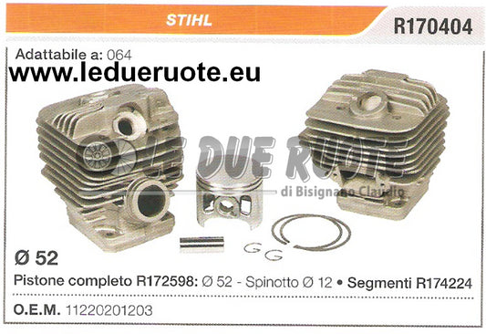 11220201203 KIT CILINDRO E PISTONE  STIHL 064 MOTOSEGA Ø 52