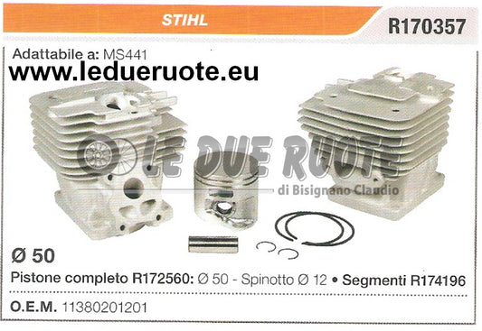 11380201201 KIT CILINDRO E PISTONE  STIHL MS441 MOTOSEGA Ø 50