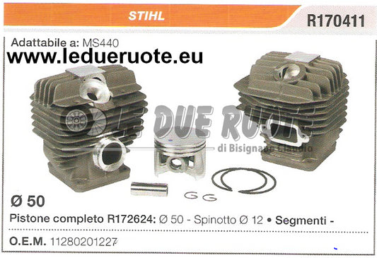 11280201227 KIT CILINDRO E PISTONE  STIHL MS440 MOTOSEGA Ø 50