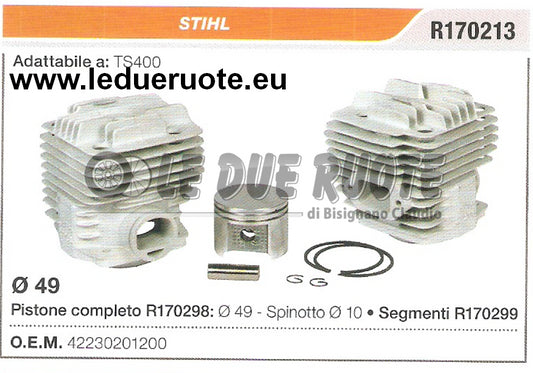 42230201200 KIT CILINDRO E PISTONE  STIHL TS400 MOTOSEGA Ø 49