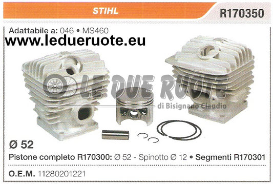 11280201221 KIT CILINDRO E PISTONE  STIHL 046 MS460 MOTOSEGA Ø 52