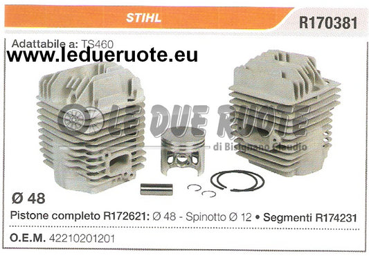 42210201201 KIT CILINDRO E PISTONE  STIHL TS460 MOTOSEGA Ø 48