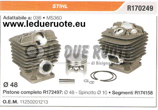 11250201213 KIT CILINDRO E PISTONE  STIHL MS360 036 MOTOSEGA Ø 48 SPINOTTO 10