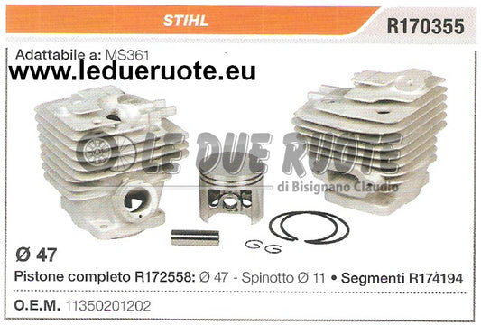 113502012202 KIT CILINDRO E PISTONE  STIHL MS361 MOTOSEGA Ø 47 SPINOTTO 11