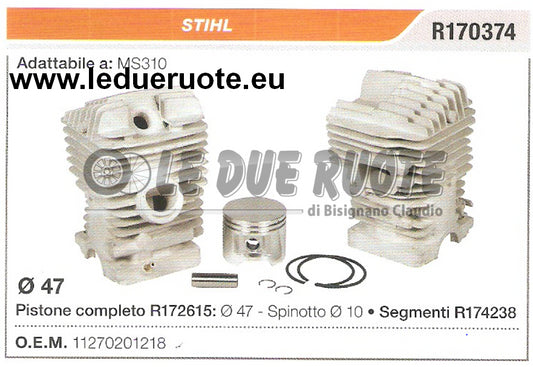 112702012218 KIT CILINDRO E PISTONE  STIHL MS310 MOTOSEGA Ø 47 SPINOTTO 10