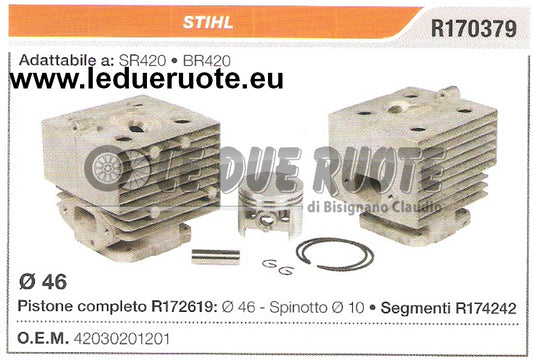 42030201201 KIT CILINDRO E PISTONE  STIHL SR420 BR420 DECESPUGLIATORE Ø 46