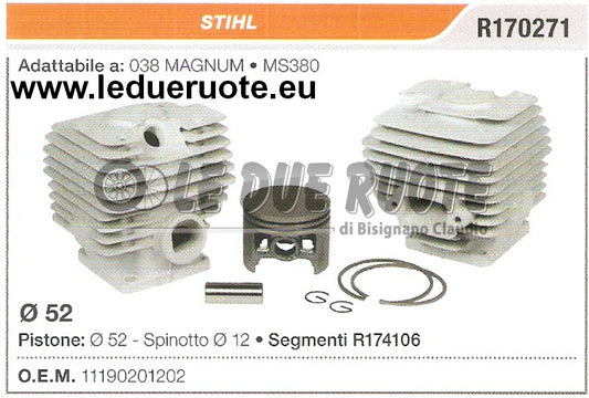 11190201202 KIT CILINDRO E PISTONE  STIHL MS380 MOTOSEGA Ø 52 SPINOTTO 12