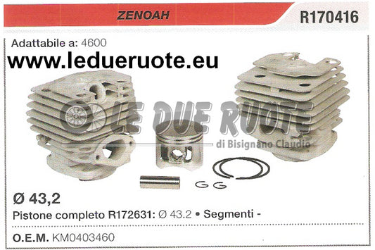KM0403460 KIT CILINDRO E PISTONE ZENOAH 4600 MOTOSEGA Ø 43,2
