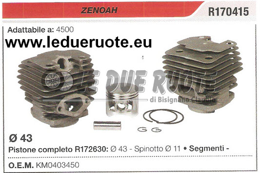KM0403450 KIT CILINDRO E PISTONE ZENOAH 4500 MOTOSEGA Ø 43 SPINOTTO 11