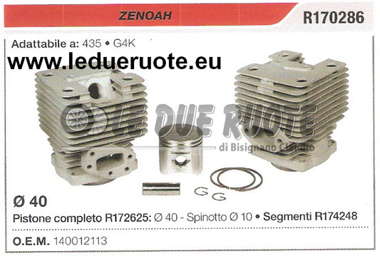 140012113 KIT CILINDRO E PISTONE ZENOAH 435 G4K MOTOSEGA DECESPUGLIATORE