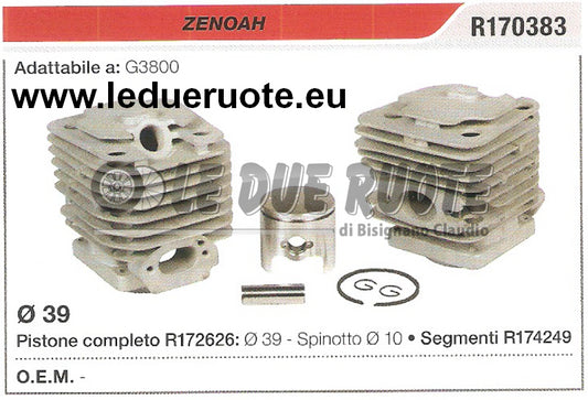 R170383 KIT CILINDRO E PISTONE ZENOAH G3800 MOTOSEGA Ø 39 SPINOTTO 10