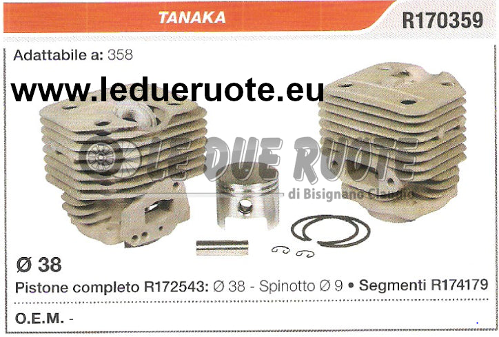 R170359 KIT CILINDRO E PISTONE TANAKA 358 MOTOSEGA DECESPUGLIATORE