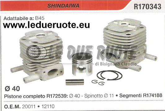 20011 KIT CILINDRO E PISTONE SHINDAIWA B45 DECESPUGLIATORE Ø40 SPINOTTO 11