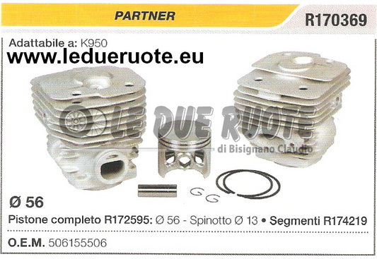 506155506 KIT CILINDRO E PISTONE PARTNER K950 MOTOSEGA Ø 56 SPINOTTO 13