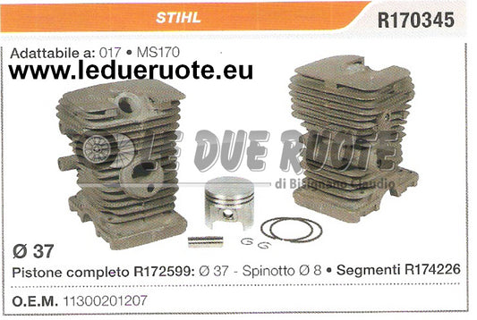 11300201207 KIT CILINDRO E PISTONE STIHL 017 MS170 MOTOSEGA Ø 37 SPINOTTO 8