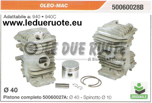 50060028B KIT CILINDRO E PISTONE OLEO-MAC 940 940C MOTOSEGA ORIGINALE Ø 40