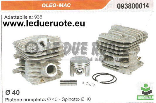 093800014 KIT CILINDRO E PISTONE OLEO-MAC 938 MOTOSEGA ORIGINALE Ø 40