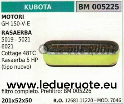 1268111220 FILTRO ARIA RASAERBA KUBOTA 5019 5021 COTTAGE 48TC 5HP 201x52x50