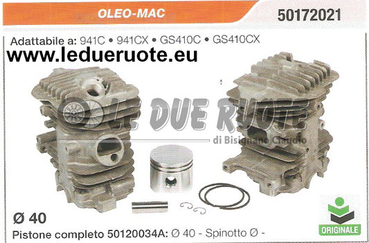 50172021 KIT CILINDRO E PISTONE OLEO-MAC 941C 941CX MOTOSEGA ORIGINALE Ø 40