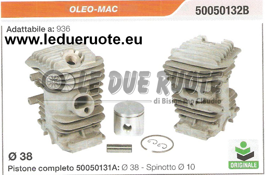 50050132B KIT CILINDRO E PISTONE OLE-OMAC 936 MOTOSEGA ORIGINALE Ø 38