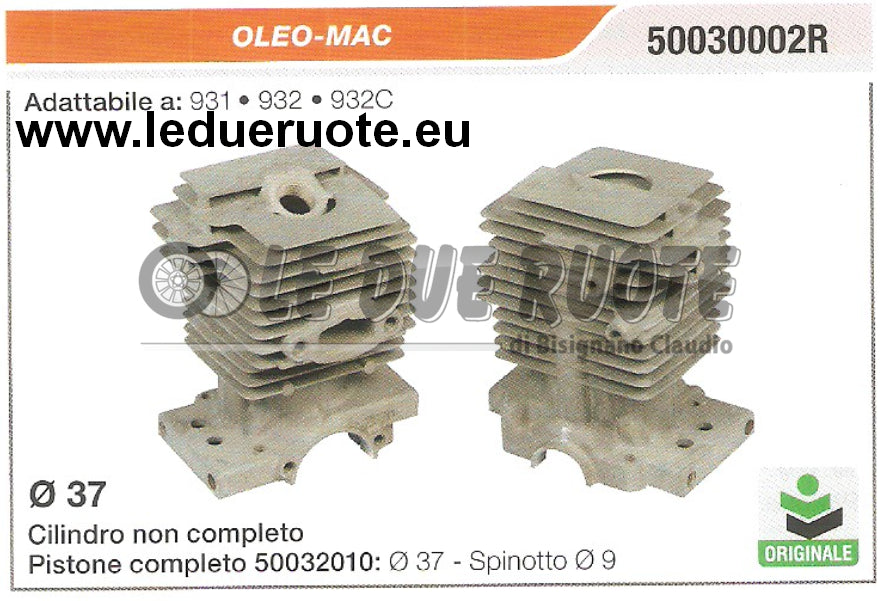 50030002R SOLO CILINDRO OLE-OMAC 931 932 932C MOTOSEGA ORIGINALE Ø 37
