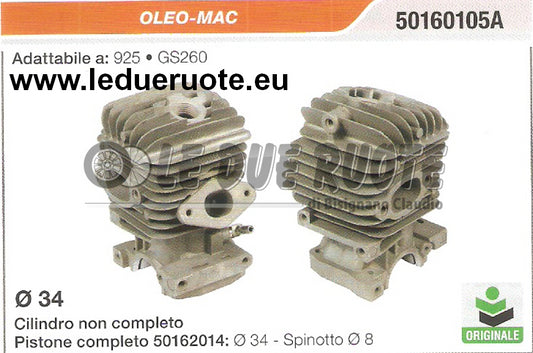 50160105A KIT CILINDRO NON COMPLETO OLE-OMAC 925 GS260 MOTOSEGA ORIGINALE Ø 34