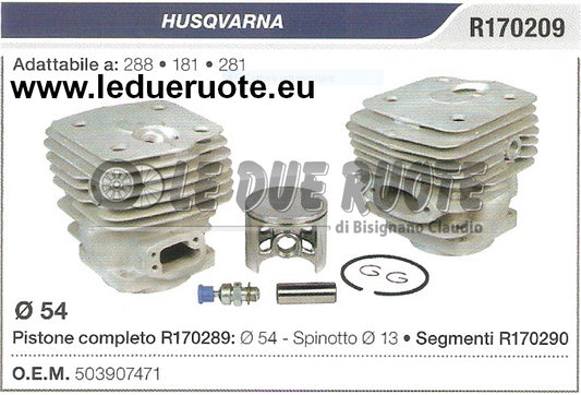 503907471 KIT CILINDRO E PISTONE HUSQVARNA 288 181 281 MOTOSEGA Ø 54 SPIN 13