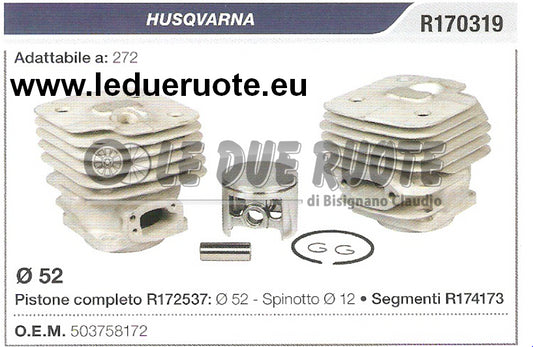 503758172 KIT CILINDRO E PISTONE HUSQVARNA 272 MOTOSEGA Ø 52 SPIN 12