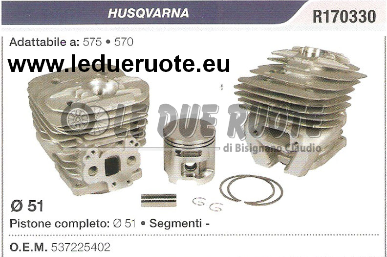537225402 KIT CILINDRO E PISTONE HUSQVARNA 575 570 MOTOSEGA Ø 51
