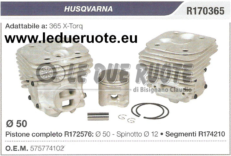 575774102 KIT CILINDRO E PISTONE HUSQVARNA 365 X TORQ MOTOSEGA Ø 50 SPIN 12