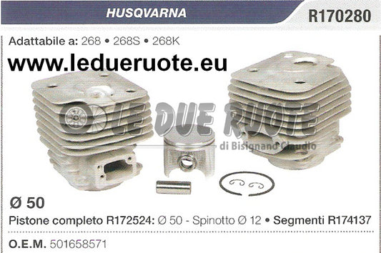 501658571 KIT CILINDRO E PISTONE HUSQVARNA 268 268S 268K MOTOSEGA Ø 50 SPIN 12