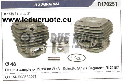 503532071 KIT CILINDRO E PISTONE HUSQVARNA 61 MOTOSEGA Ø 48 SPIN 12