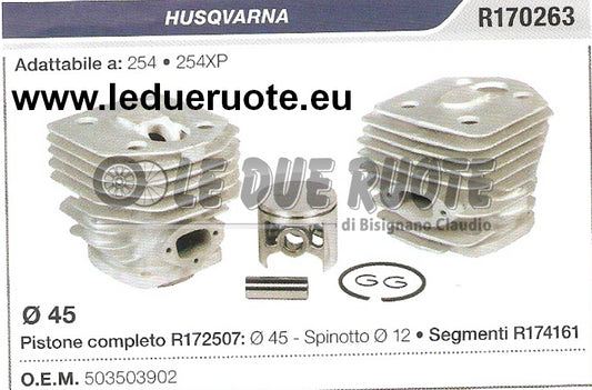503503902 KIT CILINDRO E PISTONE HUSQVARNA 254 254XP MOTOSEGA Ø 45 SPINOTTO 12