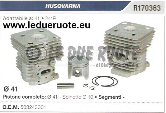 503243301 KIT CILINDRO E PISTONE HUSQVARNA 41 241R MOTOSEGA Ø 41 SPINOTTO 10