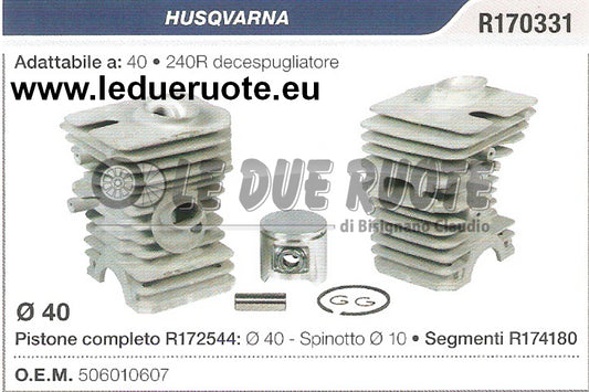 506010607 KIT CILINDRO E PISTONE HUSQVARNA 40 240R DECESPUGLIATORE Ø 40 SPIN 10