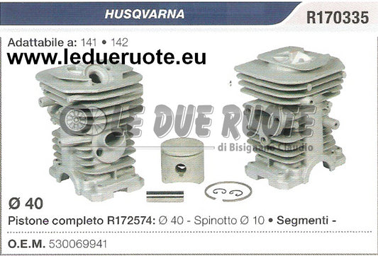 530069941 KIT CILINDRO E PISTONE HUSQVARNA 141 142 MOTOSEGA Ø 40 SPIN 10