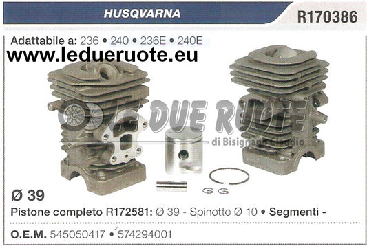 574294001 KIT CILINDRO E PISTONE HUSQVARNA 236 240 236E 240E MOTOSEGA Ø 39