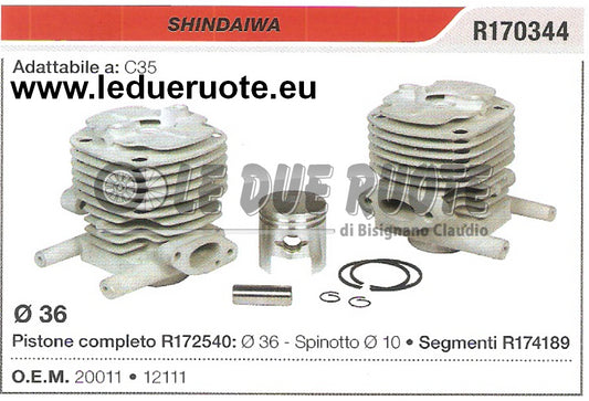 12111 KIT CILINDRO E PISTONE SHINDAIWA C35 DECESPUGLIATORE Ø 36 SPINOTTO 10