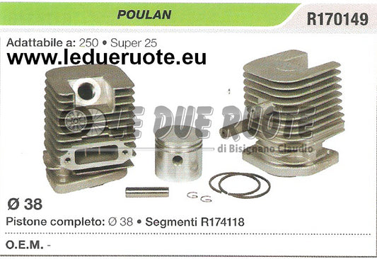 R170149 KIT CILINDRO E PISTONE POULAN 250 SUPER 25 MOTOSEGA Ø 38